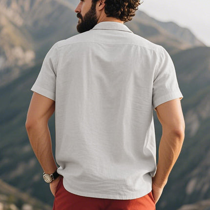 Men's Retro Embroidered T-Shirt | Summer Short Sleeve | Classic Fit | Vintage Style Polo Collar | Lightweight Cotton Blend | Fashionable Casual Top | Sizes S-3XL