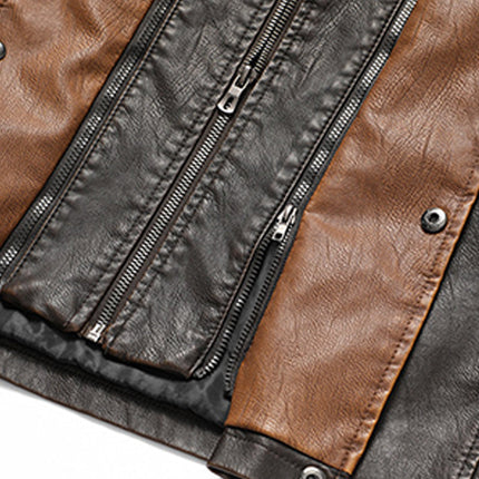 Men's Leather Vest | Soft Vintage Style | Double Layer Fleece Collar | Italian Calfskin Trim | Heavy-duty Brass Zipper | Antiqued Snaps | Multiple Pockets | Handcrafted Outerwear