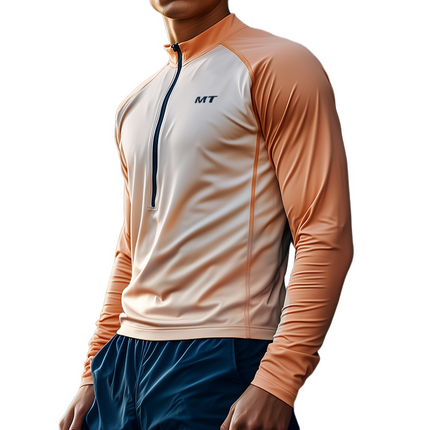 Men's Quick-Drying Long Sleeve Active T-Shirt | Zipper Collar | Sports Casual Wear | Lightweight & Breathable | Gym Running Outdoor Activities | Sizes S-3XL | High Performance Fabric