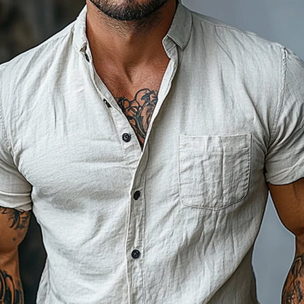 Men's Short Sleeve Shirt | Solid Color Cotton | Casual & Versatile | Classic Collar | Modern Fit | Breathable Fabric | Available in Various Sizes | Ideal for Everyday Wear | Stylish & Comfortable