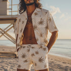 Men's Linen Printed Shorts Set | Breathable Short Sleeve Top & Shorts | Summer Fashion Outfit | Lightweight Casual Wear | Trendy Men's Apparel | Comfortable Fit | Stylish Design