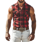 Men's Sleeveless Shirt | Summer Casual Retro | Western Denim Plaid | Cotton Blend | Cool Breathable Fabric | Timeless Style | Ideal for Layering | MTA2864D4K