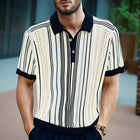Men's Summer Fashion | Breathable Line Knit Polo Collar T-Shirt | Short Sleeves | Lightweight Moisture-Wicking Fabric | Comfortable Fit | Stylish Semi-Formal & Casual Wear | Sizes S-3XL