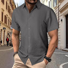 Men's Short Sleeve Shirt | Solid Color | Textured Fabric | Tailored Fit | Versatile Casual & Semi-Formal | High-Quality Breathable Material | Men's Apparel & Accessories | Modern Stylish Design
