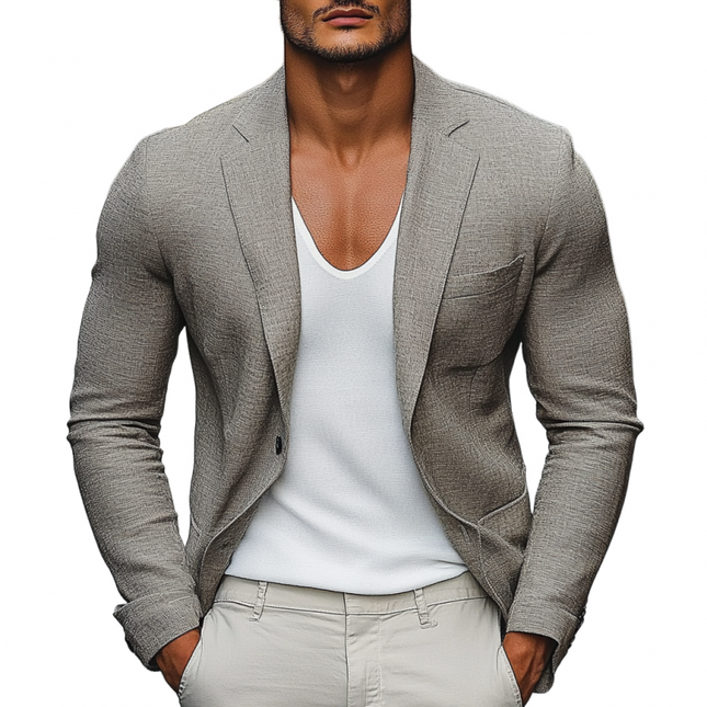 Men's Blazer | Casual Breathable Linen | Notch Lapel | Single-Breasted | Patch Pocket | Short Length | Slim Fit | Summer Outerwear | Lightweight Fabric | Stylish & Practical | Versatile Fashion
