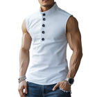 Men's Sleeveless Soft Cotton Tank | Stand Collar Button Detail | Slim Fit Casual Summer Top | Breathable & Stylish | Comfortable Soft Fabric | Perfect Layering Piece | Versatile for Outings | Tailored Fit