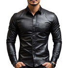Men's Leather Long Sleeve Shirt | Slim Fit | Classic Casual Design | Premium Soft Leather | Tailored Look | Button-Down Closure | Versatile Styling | Durable & Fashionable | Ideal for Day & Night Wear