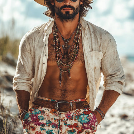 Men's Loose Fit Long Sleeve Shirt | Cotton Linen Blend | Vacation Style | Breathable & Lightweight | Classic Collar | Button-Down | Versatile Neutral Tones | Comfortable & Stylish
