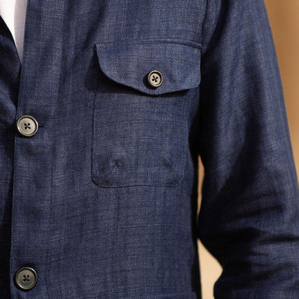 Men's Lightweight Linen Jacket | Single Breasted | Casual Long Sleeve | Lapel Collar | Thin Construction | Breathable Natural Fabric | Smart-Casual Outerwear | Versatile Layering Piece | Functional Pockets