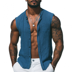Men's Breathable Cotton Linen Sleeveless Shirt | Slim Fit | Stand Collar | Single-Breasted | Casual Summer Top | Lightweight | Versatile Warm Weather Apparel