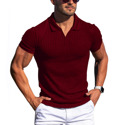 Men's Polo Shirt | Solid & Striped Design | Lapel Collar | Short Sleeve | Slim Fit | Casual & Formal Wear | Premium Cotton Blend | Durable & Comfortable | Easy Care | Fashionable & Versatile