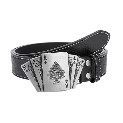Men's Belt | Punk Style Playing Card Design | Adjustable Fit | High-Quality Material | Versatile Casual & Concert Accessory | Rebellious Fashion Statement