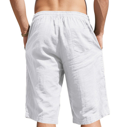 Men's Breathable Cotton Linen Shorts | Elastic Waist | Loose Fit | Lightweight Casual Wear | Outdoor Comfort | Side Pockets | Versatile Styles | High-Quality Fabric