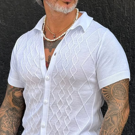 Men's Knit Polo Shirt | Solid Color | Short Sleeve | Lapel Detail | Button Placket | Stretch Fabric | Casual & Smart-Casual Wear | Comfortable Fit