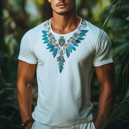 Men's Indian Style Embroidered T-Shirt | Short Sleeve Crew Neck | Summer Cotton Tee | Cultural Design | Traditional Artistry | Breathable & Lightweight | Sizes S-3XL | Versatile & Stylish