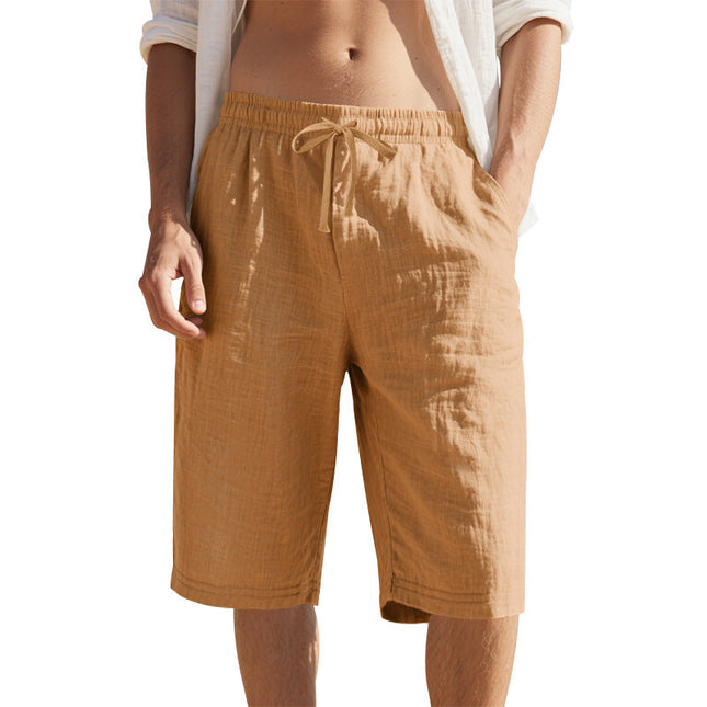 Men's Casual Shorts | Breathable Cotton Linen | Elastic Waist | Loose Fit | Lightweight | Comfortable | Ideal for Warm Weather | Versatile Summer Wear | Functional Pockets | Neutral Colors | Multiple Sizes