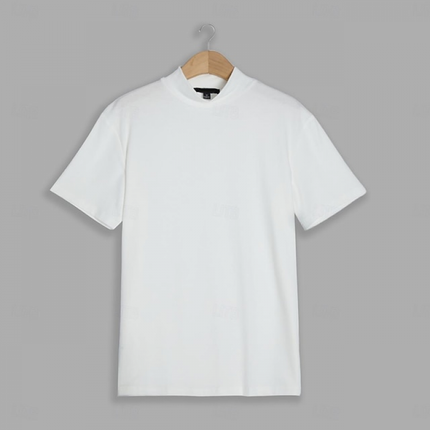 Men's High Collar Short Sleeve T-Shirt | Solid Color | Soft Breathable Fabric | Modern Sporty Design | Versatile for Casual Wear | Comfortable Regular Fit | Multiple Sizes Available