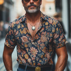 Men's Retro Print Short Sleeve Button-Down Shirt | Vintage Style Casual Shirt | Soft Breathable Fabric | Stylish Summer Wear | Colorful Patterns | S-3XL Sizes