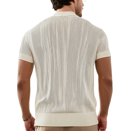 Men's Breathable Knitted Polo Neck T-Shirt | Classic Summer Style | Short Sleeve | Soft Fabric | Moisture-Wicking | Versatile Fit | Sizes S-3XL | Easy Care | Smart-Casual Comfort