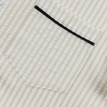 Men's Contrast Striped Shirt | Stand Collar | Short Sleeve | Versatile Style | Casual to Formal Wear