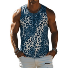 Men's Gradient Leopard Print Tank Top | Retro Western Cowboy Style | Cotton Fabric | Vintage-Inspired Sleeveless Design | Bold Fashion Statement | Comfortable & Breathable | Trendy Prints & Modern Design