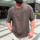 Men's T-Shirt | Solid Cotton Linen | Rough Edge Detail | Round Neck | Short Sleeve | Breathable Lightweight Fabric | Casual Versatile Style | Ideal for Warm Weather | Distressed Fashion Element