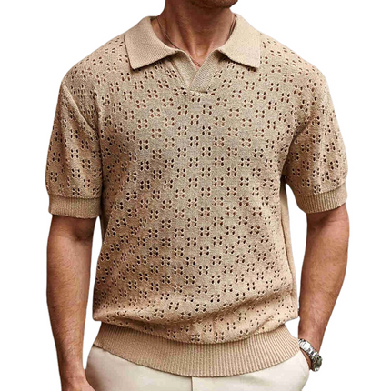 Men's Short Sleeve Polo Shirt | Knitted Texture | Solid Color | Breathable & Durable Fabric | Classic Collar | Tailored Fit | Versatile Casual & Semi-Formal Wear