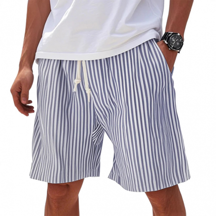 Men's Casual Shorts | Cotton Blend | Striped Elastic Waist | Loose Fit | Vacation Ready | Breathable Fabric | Adjustable Drawstring | Versatile Beachwear | Sizes & Colors Available