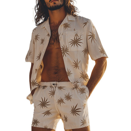 Men's Linen Printed Shorts Set | Breathable Short Sleeve Top & Shorts | Summer Fashion Outfit | Lightweight Casual Wear | Trendy Men's Apparel | Comfortable Fit | Stylish Design