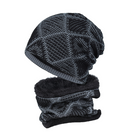 Men's Knitted Hat and Scarf Set | Warm Velvet Lining | Winter Outdoor Gear | Cozy Classic Design | One Size Fits Most | Soft Stretch Fabric | Available in Black, Gray, Navy Blue, Coffee Brown, Wine Red