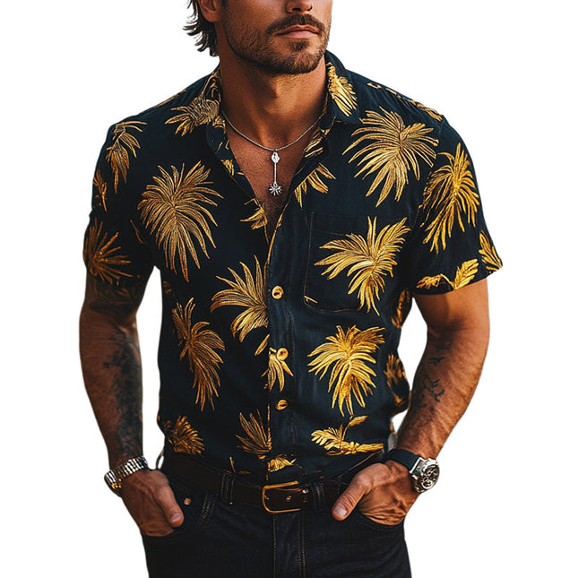 Men's Short Sleeve Casual Shirt | Printed Design | Breathable Fabric | Relaxed Comfortable Fit | Perfect for Summer & Casual Outings
