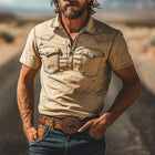 Men's Cotton Short Sleeve Shirt | Multi-Pocket | Lapel Collar | Casual Style | Breathable & Durable | Versatile Colors | Ideal for Everyday Wear | Modern Comfort | Practical Design