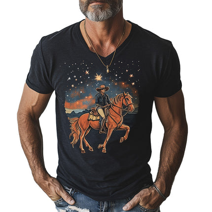 Men's Western Cowboy Style T-Shirt | Summer Fashion | Short Sleeved | Printed Design | Comfort Fit | Blended Fabric | Casual Top | Breathable | Modern Trend | Traditional Style | Ideal Summer Wear