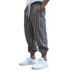 Men's Casual Striped Cotton Linen Pants | Breathable Elastic Waist | Loose Fit Cuffed Trousers | Comfortable Everyday Wear