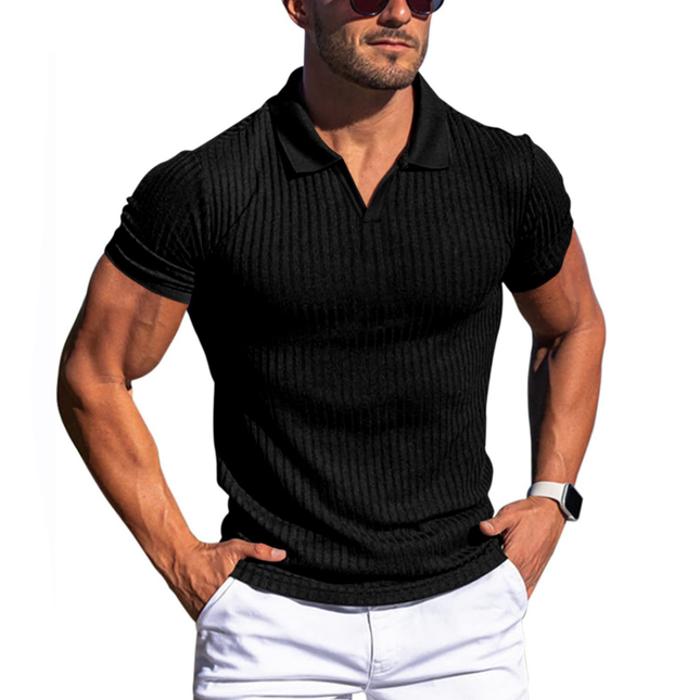 Men's Polo Shirt | Solid & Striped Design | Lapel Collar | Short Sleeve | Slim Fit | Casual & Formal Wear | Premium Cotton Blend | Durable & Comfortable | Easy Care | Fashionable & Versatile