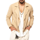 Men's Vintage Apricot Jacket | Cotton Linen Blend | Notched Lapel | Long Sleeve | Modern Fit | Casual to Semi-Formal | Lightweight Durable Fabric | Zipper Closure | Functional Pockets | Timeless Style