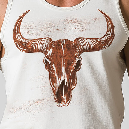Men's Western Denim Print Tank Top | Summer Sleeveless Cotton Blend | Rustic Style | Breathable Casual Wear
