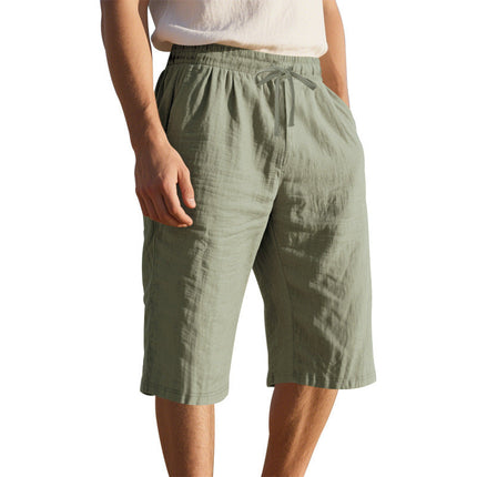 Men's Casual Shorts | Breathable Cotton Linen | Elastic Waist | Loose Fit | Lightweight | Comfortable | Ideal for Warm Weather | Versatile Summer Wear | Functional Pockets | Neutral Colors | Multiple Sizes