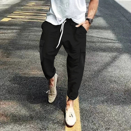 Men's Striped Casual Pants | Multi-Pocket | Comfortable Fit | Durable Fabric | Stylish Design | Casual Wardrobe Essential