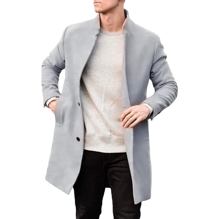 Men's Mid-length Coat | Stand Collar | Single Breasted | Versatile Colors | High-quality Fabric | Stylish & Functional Outerwear | Sleek Streamlined Design | Elegant Silhouette | Warm and Comfortable