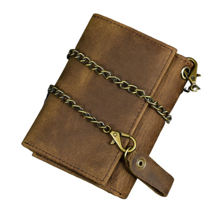 Men's Vintage Trifold Wallet | Casual Genuine Leather | Classic Style | High-Quality Material | Ample Storage | Card Slots | ID Window | Bill Compartments | Snap Closure | Durable Accessory