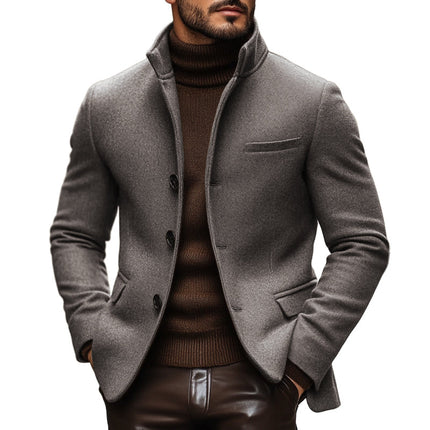 Men's Vintage Wool Blend Blazer | Slim Fit | Stand Collar | Single Breasted | Warm & Stylish Outerwear | Premium Quality | Versatile Design | Casual & Formal Wear | Comfortable & Durable