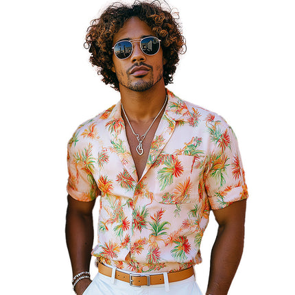 Men's Summer Shirt | Breathable Printed Short Sleeve | Fashion Blended Fabric | Casual Lightweight Comfort | Modern Style
