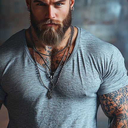 Men's V-Neck T-Shirt | Cotton Blend | Short Sleeve | Casual & Semi-Casual Wear | Soft & Breathable Fabric | Comfortable & Relaxed Fit | Durable Stitching | Multiple Colors | Classic Wardrobe Essential