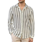 Men's Vertical Striped Knit Shirt | Breathable Long Sleeve | Casual & Business Casual | Button-Up | Soft Knit Fabric | Turn-Down Collar | Regular & Slim Fit | Stylish Versatile Top