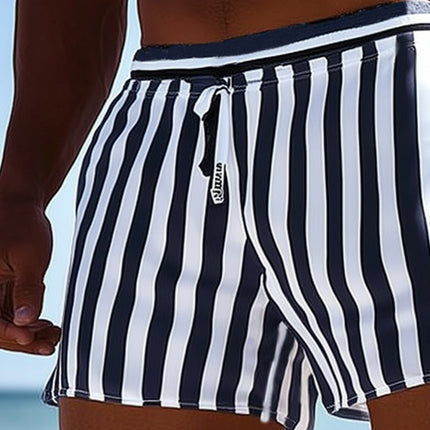 Men's Summer Casual Striped Sports Shorts | Breathable Cotton-Poly Blend | Elastic Waistband | Relaxed Fit | Mid-Thigh Length | Practical Side Pockets | Sizes S-3XL | Sporty Design for Gym & Leisure