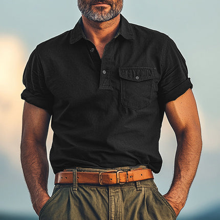 Men's Distressed Polo Neck T-Shirt | Short Sleeve Cotton Summer Tee | Breathable Comfort | Casual Stylish Design