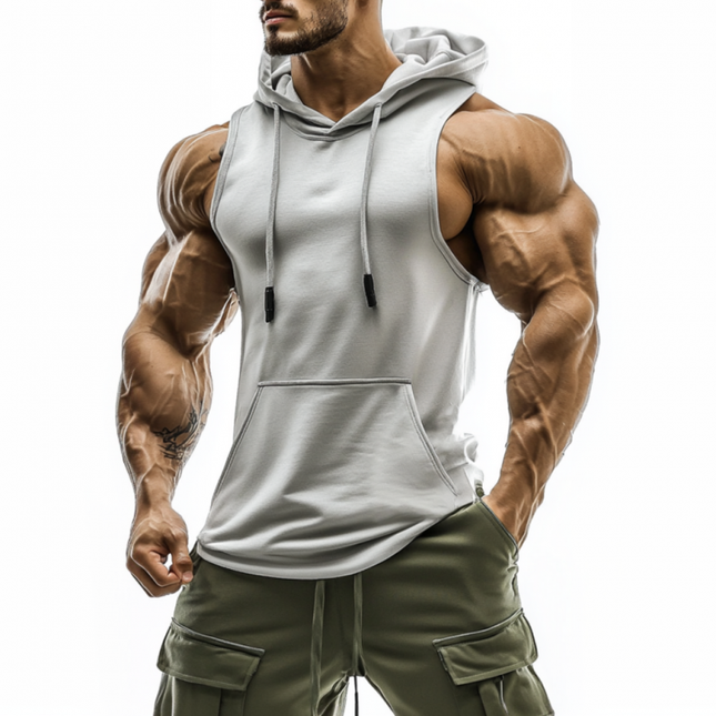 Men's Hooded Tank Top | Premium Cotton | Kangaroo Pocket | Casual Sportswear | Sleeveless Design | Breathable & Durable Fabric | Athletic & Everyday Use