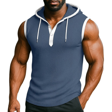 Men's Hooded Sleeveless Tank Top | Colorblock Design | Lightweight Breathable Fabric | Relaxed Fit | Sporty Streetwear Style | Ideal for Workouts & Outdoor Activities | Casual Fashion Trend