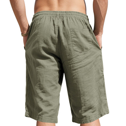 Men's Casual Shorts | Breathable Cotton Linen | Elastic Waist | Loose Fit | Lightweight | Comfortable | Ideal for Warm Weather | Versatile Summer Wear | Functional Pockets | Neutral Colors | Multiple Sizes